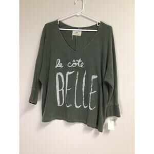 Sol Angeles Anthropologie Green Graphic Women Shirt‎ Size Extra Small